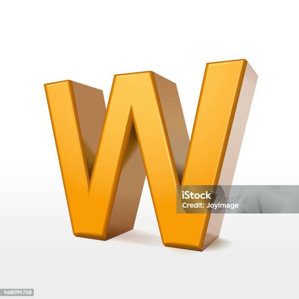 Golden 3d Alphabet W Stock Photo - Download Image Now - 2015, Alphabet, Computer Graphic