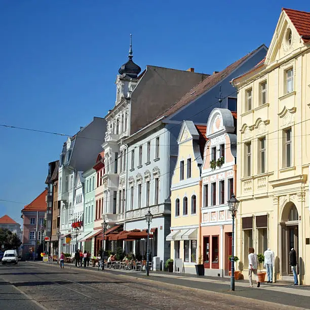 city of cottbus, germany, with market place
