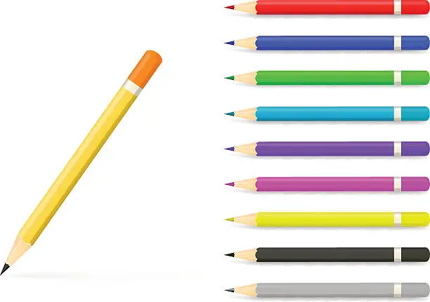 Vector illustration of ПечатьSet of Coloured pencils. Illustration on white background