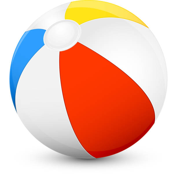 Red, yellow, blue and white beach ball on a white background Colorful beach ball isolated on white background, illustration. beach ball stock illustrations