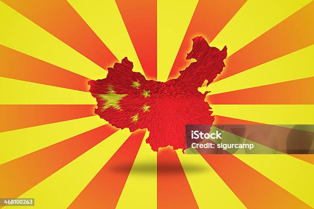 Mappa Di Bandiera Cinese In Cina - Immagini vettoriali stock e altre immagini di A forma di stella - A forma di stella, Arte, Cultura e Spettacolo, Asia