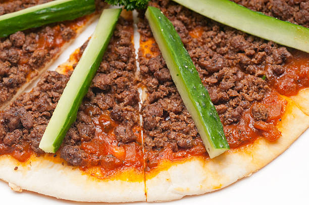 istock Turkish beef pizza with cucumber on top 468101989