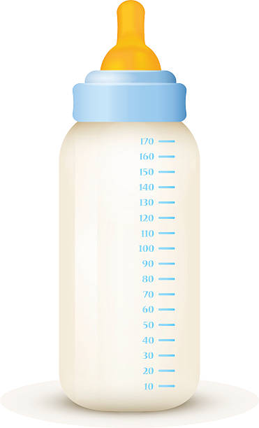 Baby milk in bottle. Vector EPS-10 Baby milk in bottle. Vector EPS-10 baby bottle stock illustrations