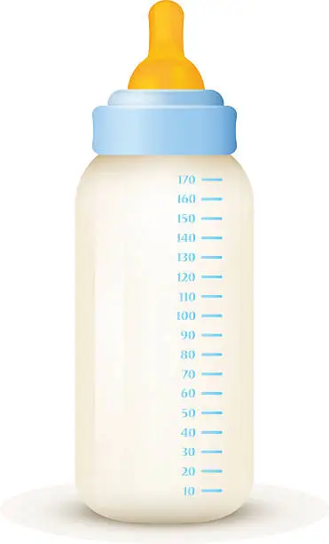Vector illustration of Baby milk in bottle. Vector EPS-10