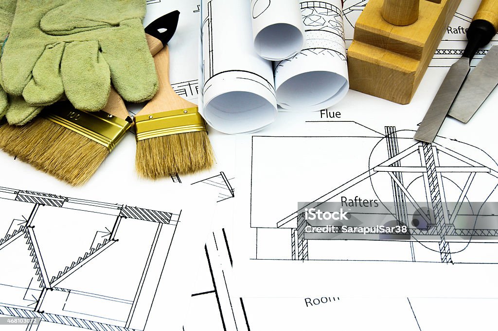 Building/tools Drawinhs Joiners Works Drawings For Building And Working Tools Stock Photo ...