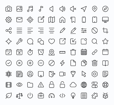 Outline vector icons for web and mobile. Thin 2 pixel stroke & 60x60 resolution