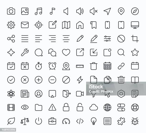 Black And White Technology Icons Stock Illustration - Download Image Now - Icon, Mobile App, Simplicity