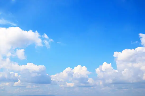 Blue sky, white clouds, natural abstract background.