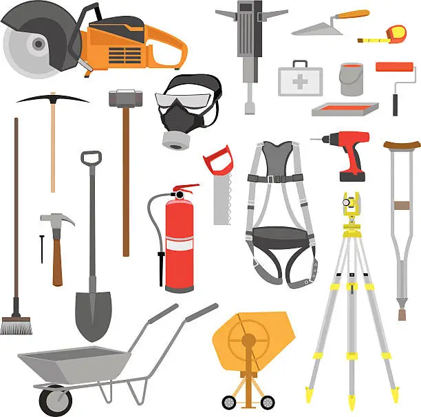 Vector illustration of Construction Tools Set Color