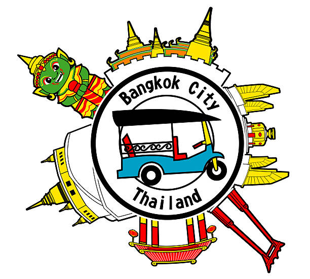 simbolo della città di bangkok tailandia - bangkok thailand rickshaw grand palace foto e immagini stock