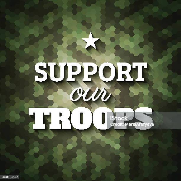 Unterstützung Unserer Truppen Militärslogan Poster Auf Geometrischen Camoufla Stock Vektor Art und mehr Bilder von Militärische Einsatzkräfte