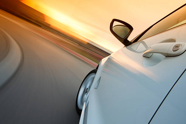 istock Close-up of speeding car Turing at corner 468111474