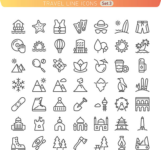 Travel Line Icons. Set 3 vector art illustration