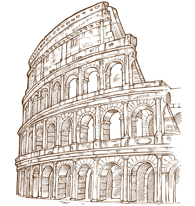 colosseum hand draw isolated on white background
