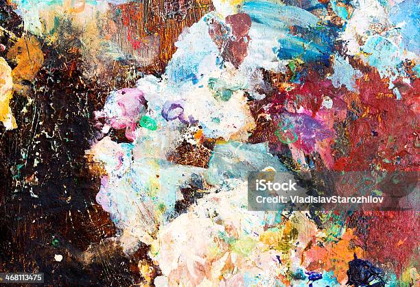 Colorful Background Made Oil Paints On A Wooden Stock Photo - Download Image Now - Abstract, Backgrounds, Color Image