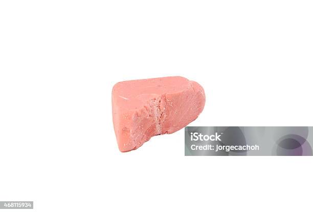 Closeup Of Pink Used Eraser On A White Background Stock Photo - Download Image Now - 2015, Close-up, Copy Space