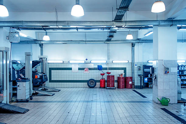 istock Auto Repair Shop with Mechanic in Background 468116364