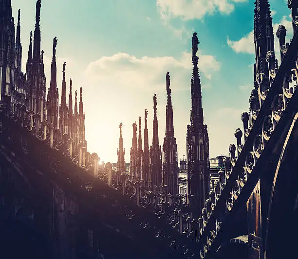 Photo of Gothic Decoration On Roof Of Duomo In Milan