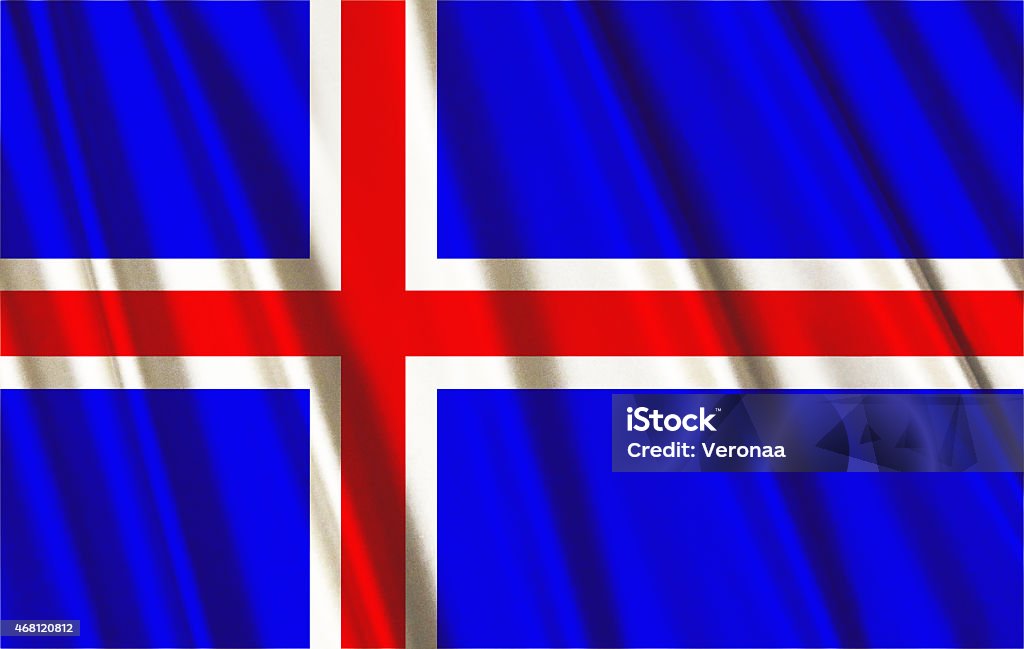 Icelandic flag Iceland flag, three dimensional render, satin texture 2015 Stock Photo