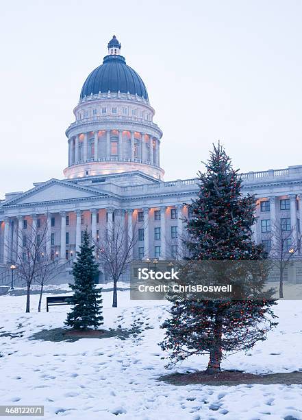 Winter Deep Freeze Sunrise Landscape Utah State Capital Christmas Stock Photo - Download Image Now