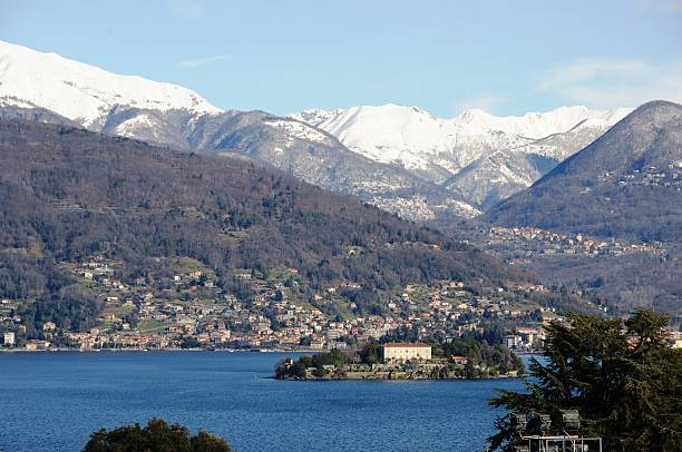 istock Panoramic views over Lago Maggiore Isola Madre from Stresa Italy 468123876