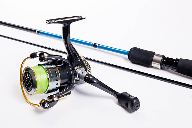 istock Fishing rod isolated on white. 468124310