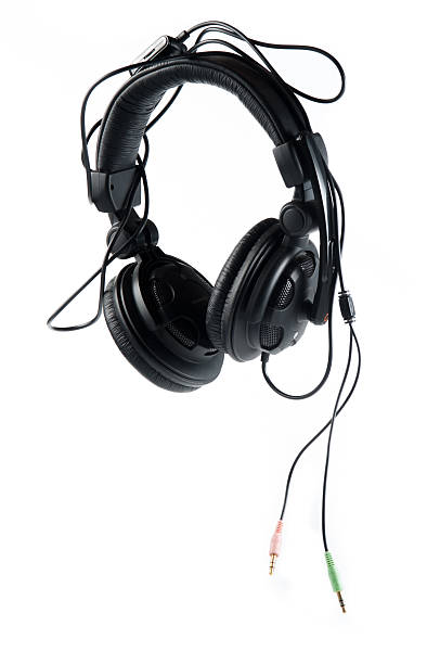 istock Black Headphones with White Background 468124506