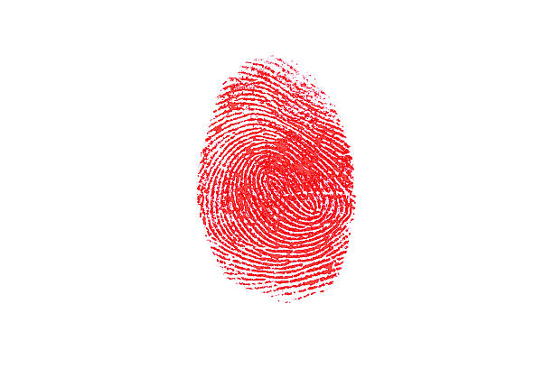 impressão digital - fingerprint thumbprint identity red - fotografias e filmes do acervo