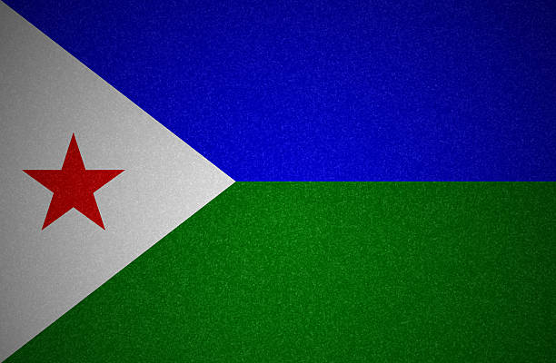 Djibouti Flag Made of Metallic Brush Paint on Grunge Dark Wall