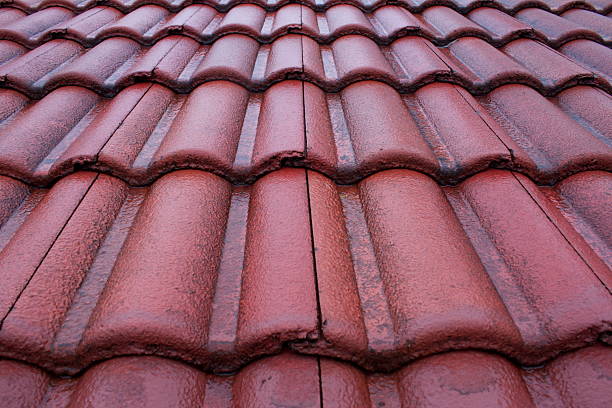 istock Old Roof Tiles After Rain 468128506