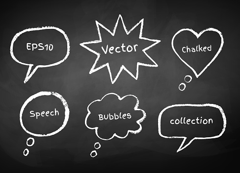 Chalked bubble-talks drawn on  school board background. Vector illustration.