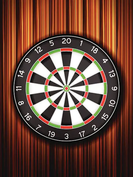 Vector illustration of dartboard wooden background