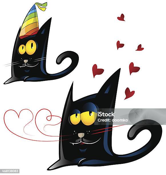 Vetores de Desenho De Gato Preto e mais imagens de Amor - Amor, Animal, Animal de estimação