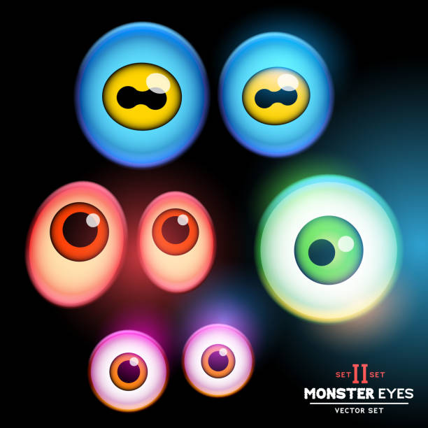 ilustrações, clipart, desenhos animados e ícones de monster globo ocular collection - eyeball human eye animal eye bizarre