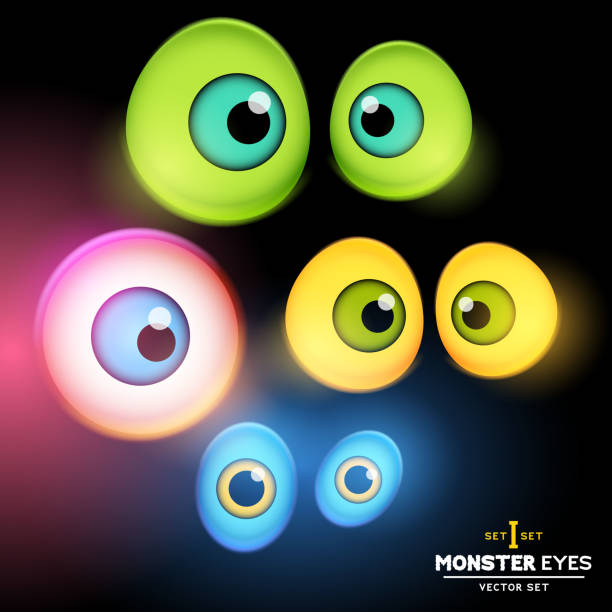 ilustrações, clipart, desenhos animados e ícones de monster globo ocular série - eyeball human eye animal eye bizarre