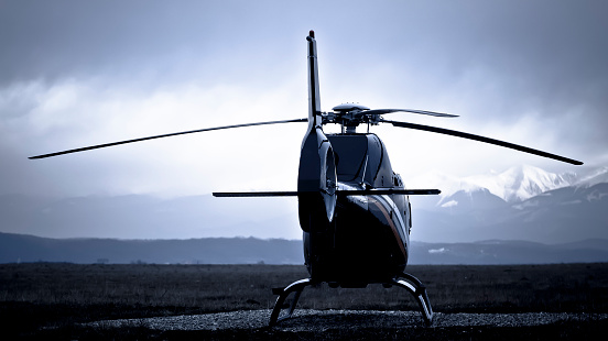 Business small helicopter, closeup scene.