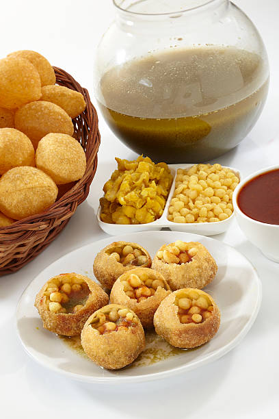 Panipuri, Golgappe, Chat food, India stock photo