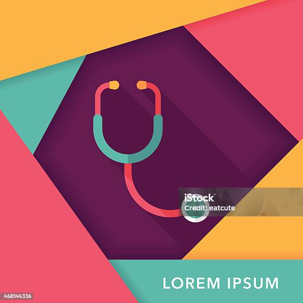 Stethoscope Flat Icon With Long Shadoweps10 Stock Illustration - Download Image Now - 2015, Alternative Therapy, Analyzing