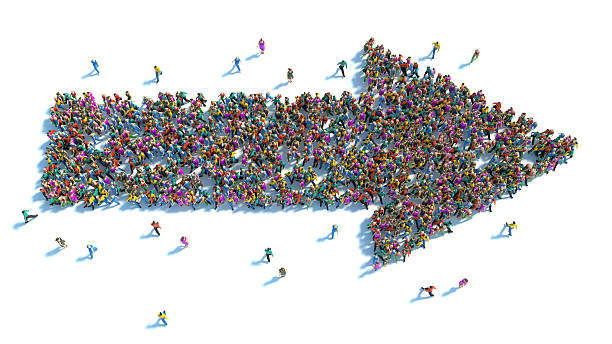 istock Large group people stood in shape of arrow 468144992