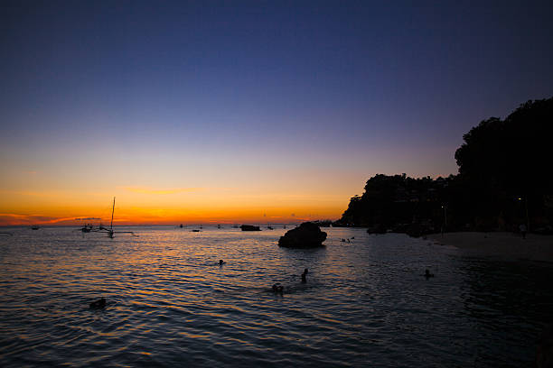 istock Colorful bright sunset on the island Boracay, Philippines 468145081