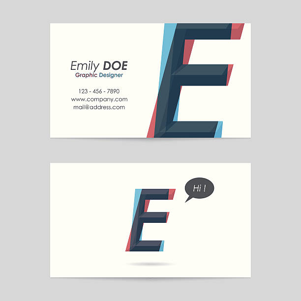 벡터 명함이 형판-알파벳 e - symbol communication business card men stock illustrations