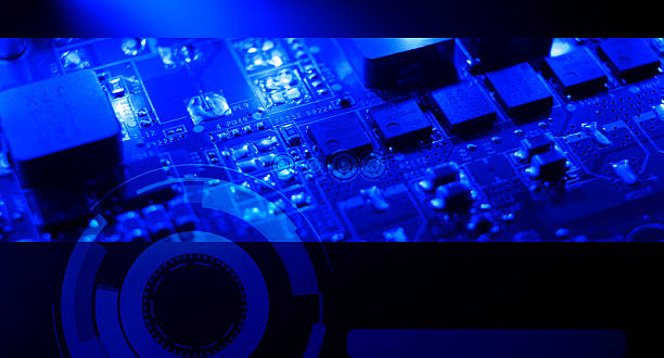 Computer electronic dark blue background