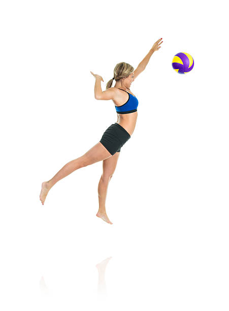 istock Beautilful volleyball player woman in a studio white 468148728