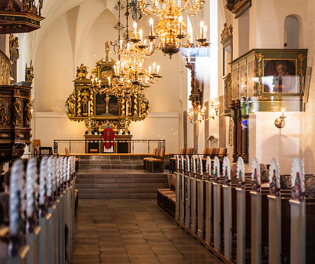 Central Aisle in Budolfi Cathedral in Aalborg, Denmark