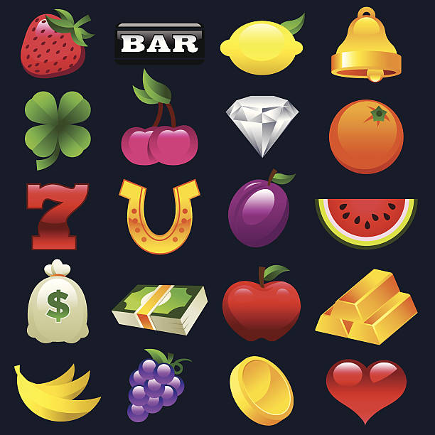 istock A set of slot machine icons on a dark blue background 468152137