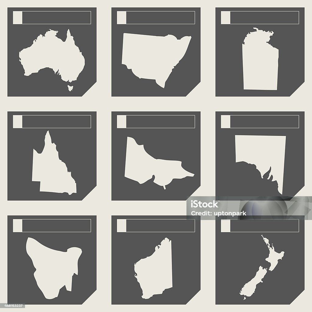 Set of Australia map buttons Set of Australia map buttons in responsive flat web design isolated with clipping path. Australia stock illustration