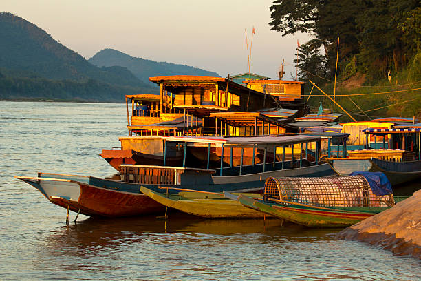 istock Ships anchored on river bank 468153506