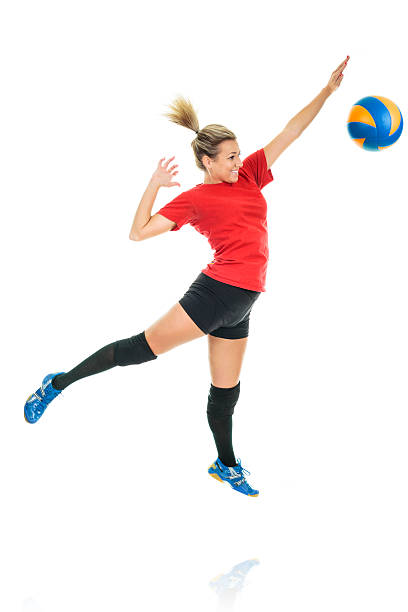 istock young, beauty volleyball player. Isolated on white in studio 468153786