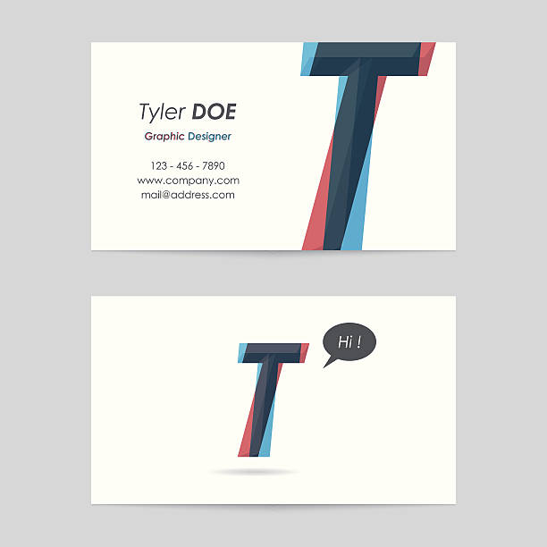 벡터 명함이 형판-알파벳 t - symbol communication business card men stock illustrations