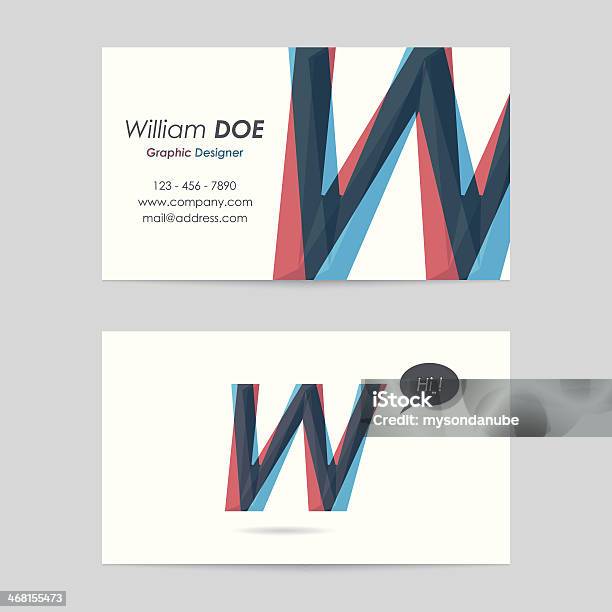 Vector Business Card Template Letter W Stock Illustration - Download Image Now - Letter W, Adult, Advertisement